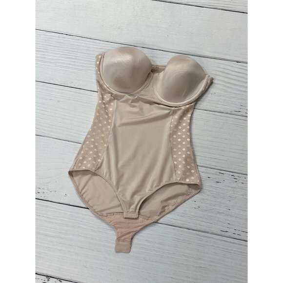 Assets Red Hot Label Spank’s Polka Dot Strapless Shapewear Bodysuit Size Medium - Picture 6 of 10